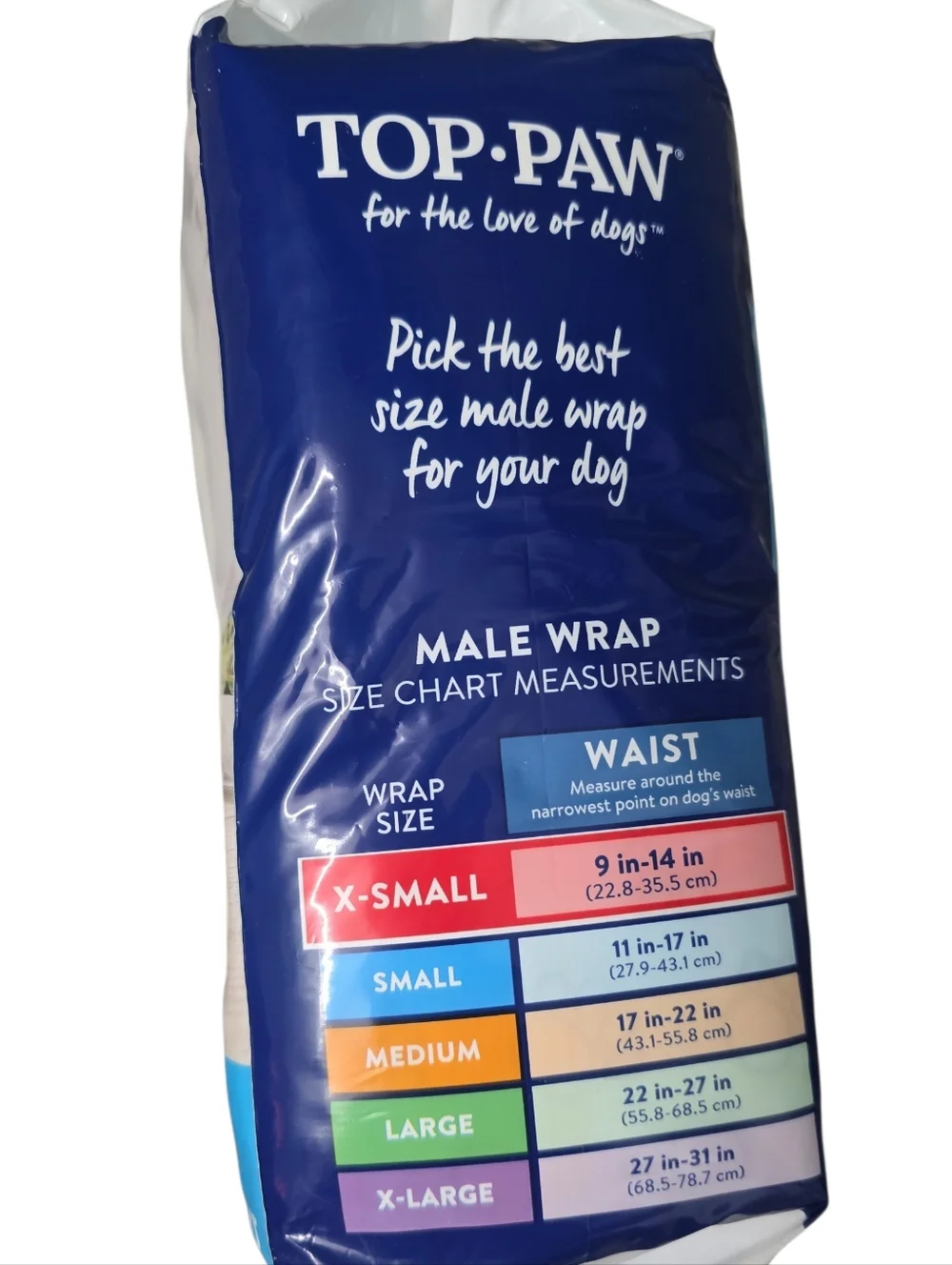 Top Paw X-Small Disposable Male Wraps - Blue and White